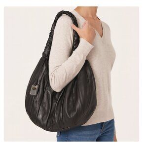 Furla Shoulder Bag Womens Black Genuine Leather Made in Italy Slouchy Purse Tote